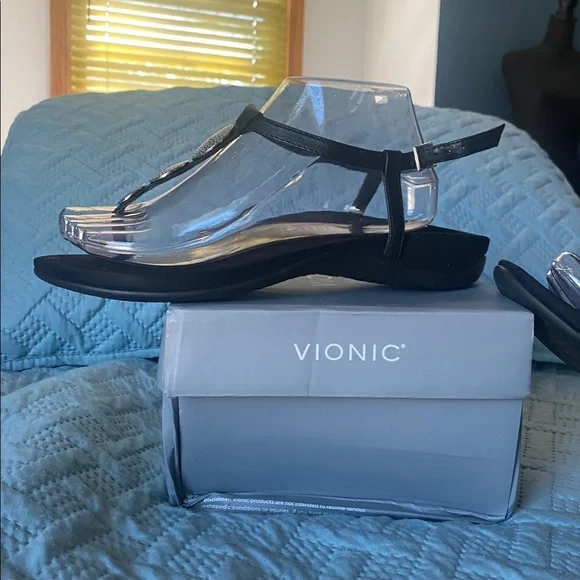 Vionic Black Sandals with Silver Accents - Picture 5 of 7